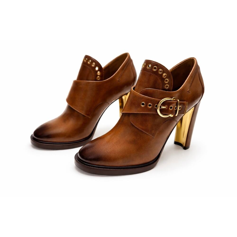 Salvatore Ferragamo "Nevers" Leather Ankle Boots US Women Size 7 1/2 M - Picture 2 of 12